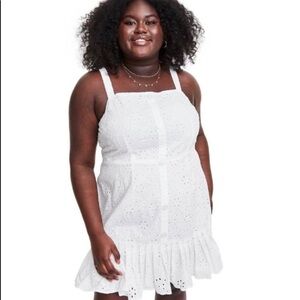 Alexis For Target Dress Size 4X White Eyelet Sleeveless Pleated Mini Lined NWT